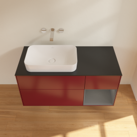 Тумба под раковину Villeroy & Boch Finion 120х50,1 см с подсветкой МДФ пион матовый лак/стекло черное матовое G692GKHB