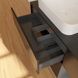 Тумба под раковину Villeroy & Boch Finion 120х50,1 см с подсветкой МДФ черный матовый лак/стекло черное матовое G692GKPD