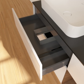 Тумба под раковину Villeroy & Boch Finion 120х50,1 см с подсветкой МДФ глянцевый белый лак/стекло черное матовое G692GNGF