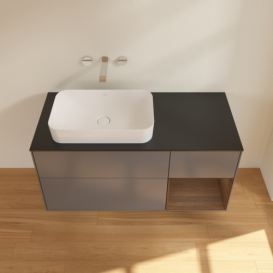 Тумба под раковину Villeroy & Boch Finion 120х50,1 см с подсветкой МДФ антрацит матовый лак/стекло черное матовое G692GNGK