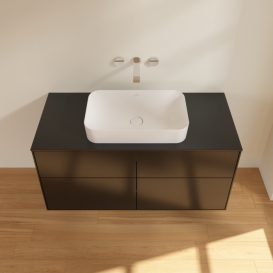 Тумба под раковину Villeroy & Boch Finion 120х50,1 см МДФ черный матовый лак/стекло черное матовое F67200PD