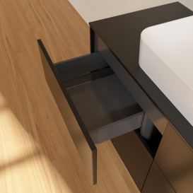 Тумба под раковину Villeroy & Boch Finion 120х50,1 см МДФ черный матовый лак/стекло черное матовое F67200PD