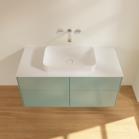 Тумба под раковину Villeroy & Boch Finion 120х50,1 см МДФ оливковый матовый лак/стекло белое матовое F67100GM