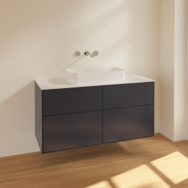 Тумба під раковину Villeroy & Boch Finion 120х50,1 см МДФ темно-синій матовий лак/скло біле матове F67100HG