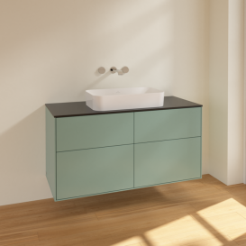 Тумба под раковину Villeroy & Boch Finion 120х50,1 см МДФ оливковый матовый лак/стекло черное матовое F67200GM