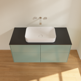 Тумба под раковину Villeroy & Boch Finion 120х50,1 см МДФ оливковый матовый лак/стекло черное матовое F67200GM