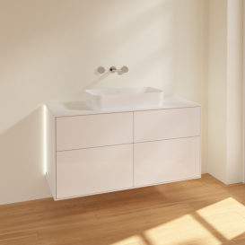 Тумба под раковину Villeroy & Boch Finion 120х50,1 см с подсветкой МДФ глянцевый белый лак/стекло белое матовое G67100GF