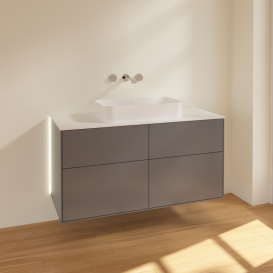 Тумба под раковину Villeroy & Boch Finion 120х50,1 см с подсветкой МДФ антрацит матовый лак/стекло белое матовое G67100GK