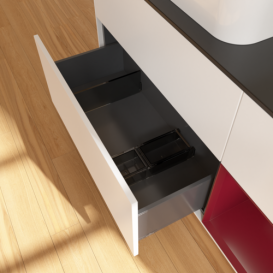 Тумба под раковину Villeroy & Boch Finion 120х50,1 см с подсветкой МДФ белый матовый лак/стекло черное матовое G692HBMT