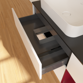 Тумба под раковину Villeroy & Boch Finion 120х50,1 см с подсветкой МДФ белый матовый лак/стекло черное матовое G692HBMT