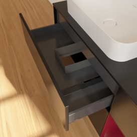 Тумба под раковину Villeroy & Boch Finion 120х50,1 см с подсветкой МДФ черный матовый лак/стекло черное матовое G692HBPD