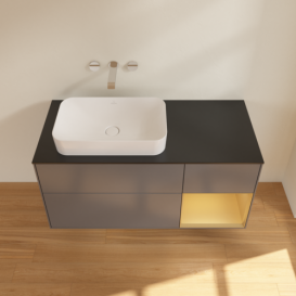 Тумба под раковину Villeroy & Boch Finion 120х50,1 см с подсветкой МДФ антрацит матовый лак/стекло черное матовое G692HFGK