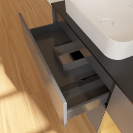 Тумба под раковину Villeroy & Boch Finion 120х50,1 см с подсветкой МДФ антрацит матовый лак/стекло черное матовое G692HFGK