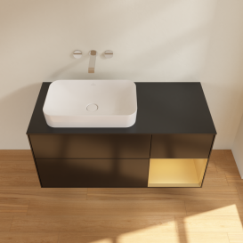 Тумба под раковину Villeroy & Boch Finion 120х50,1 см с подсветкой МДФ черный матовый лак/стекло черное матовое G692HFPD