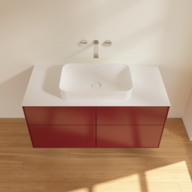 Тумба под раковину Villeroy & Boch Finion 120х50,1 см с подсветкой МДФ пион матовый лак/стекло белое матовое G67100HB