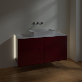 Тумба под раковину Villeroy & Boch Finion 120х50,1 см с подсветкой МДФ пион матовый лак/стекло белое матовое G67100HB