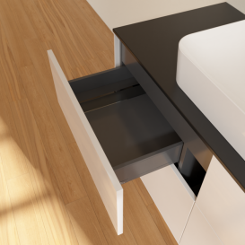 Тумба под раковину Villeroy & Boch Finion 120х50,1 см с подсветкой МДФ белый глянцевый лак/стекло черное матовое G67200GF