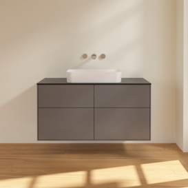 Тумба под раковину Villeroy & Boch Finion 120х50,1 см с подсветкой МДФ антрацит матовый лак/стекло черное матовое G67200GK