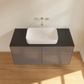 Тумба под раковину Villeroy & Boch Finion 120х50,1 см с подсветкой МДФ антрацит матовый лак/стекло черное матовое G67200GK