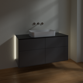 Тумба под раковину Villeroy & Boch Finion 120х50,1 см с подсветкой МДФ антрацит матовый лак/стекло черное матовое G67200GK