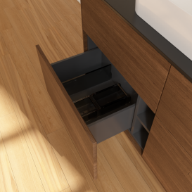 Тумба под раковину Villeroy & Boch Finion 120х50,1 см с подсветкой МДФ шпон грецкого ореха/стекло черное матовое G67200GN