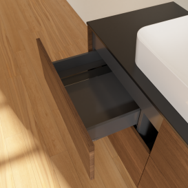 Тумба под раковину Villeroy & Boch Finion 120х50,1 см с подсветкой МДФ шпон грецкого ореха/стекло черное матовое G67200GN