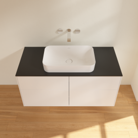 Тумба под раковину Villeroy & Boch Finion 120х50,1 см с подсветкой МДФ белый матовый лак/стекло черное матовое G67200MT