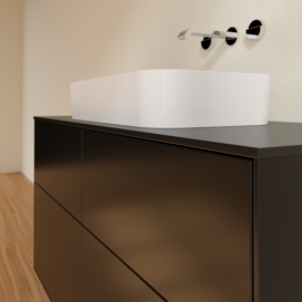 Тумба под раковину Villeroy & Boch Finion 120х50,1 см с подсветкой МДФ черный матовый лак/стекло черное матовое G67200PD