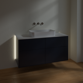 Тумба под раковину Villeroy & Boch Finion 120х50,1 см с подсветкой МДФ темно-синий матовый лак/стекло белое матовое G67100HG