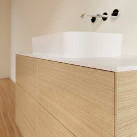 Тумба под раковину Villeroy & Boch Finion 120х50,1 см с подсветкой МДФ шпон дуба/стекло белое матовое G67100PC