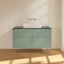 Тумба под раковину Villeroy & Boch Finion 120х50,1 см с подсветкой МДФ оливковый матовый лак/стекло черное матовое G67200GM