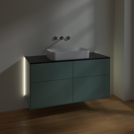 Тумба под раковину Villeroy & Boch Finion 120х50,1 см с подсветкой МДФ оливковый матовый лак/стекло черное матовое G67200GM