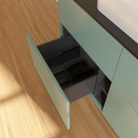 Тумба под раковину Villeroy & Boch Finion 120х50,1 см с подсветкой МДФ оливковый матовый лак/стекло черное матовое G67200GM