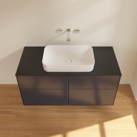 Тумба под раковину Villeroy & Boch Finion 120х50,1 см с подсветкой МДФ темно-синий матовый лак/стекло черное матовое G67200HG