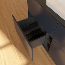 Тумба под раковину Villeroy & Boch Finion 120х50,1 см с подсветкой МДФ темно-синий матовый лак/стекло черное матовое G67200HG