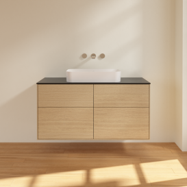 Тумба под раковину Villeroy & Boch Finion 120х50,1 см с подсветкой МДФ шпон дуба/стекло черное матовое G67200PC