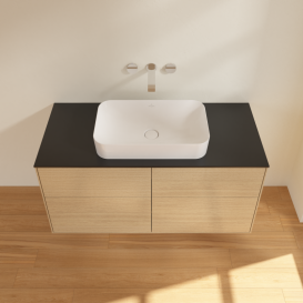 Тумба под раковину Villeroy & Boch Finion 120х50,1 см с подсветкой МДФ шпон дуба/стекло черное матовое G67200PC