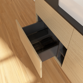 Тумба под раковину Villeroy & Boch Finion 120х50,1 см с подсветкой МДФ шпон дуба/стекло черное матовое G67200PC