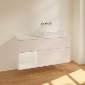 Тумба под раковину Villeroy & Boch Finion 120х50,1 см с подсветкой МДФ глянцевый белый лак/стекло белое матовое F681GFGF