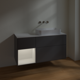Тумба под раковину Villeroy & Boch Finion 120х50,1 см с подсветкой МДФ антрацит матовый лак/стекло белое матовое F681GFGK
