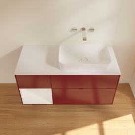 Тумба под раковину Villeroy & Boch Finion 120х50,1 см с подсветкой МДФ пион матовый лак/стекло белое матовое F681GFHB