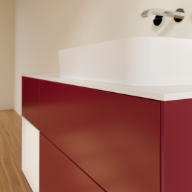 Тумба под раковину Villeroy & Boch Finion 120х50,1 см с подсветкой МДФ пион матовый лак/стекло белое матовое F681GFHB