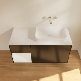 Тумба под раковину Villeroy & Boch Finion 120х50,1 см с подсветкой МДФ черный матовый лак/стекло белое матовое F681GFPD