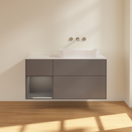 Тумба под раковину Villeroy & Boch Finion 120х50,1 см с подсветкой МДФ антрацит матовый лак/стекло белое матовое F681GKGK