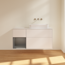 Тумба под раковину Villeroy & Boch Finion 120х50,1 см с подсветкой МДФ белый матовый лак/стекло белое матовое F681GKMT