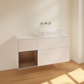 Тумба под раковину Villeroy & Boch Finion 120х50,1 см с подсветкой МДФ глянцевый белый лак/стекло белое матовое F681GNGF