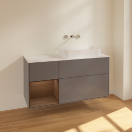 Тумба под раковину Villeroy & Boch Finion 120х50,1 см с подсветкой МДФ антрацит матовый лак/стекло белое матовое F681GNGK