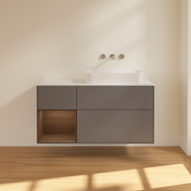 Тумба под раковину Villeroy & Boch Finion 120х50,1 см с подсветкой МДФ антрацит матовый лак/стекло белое матовое F681GNGK