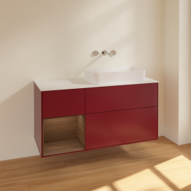 Тумба под раковину Villeroy & Boch Finion 120х50,1 см с подсветкой МДФ пион матовый лак/стекло белое матовое F681GNHB