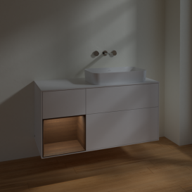 Тумба под раковину Villeroy & Boch Finion 120х50,1 см с подсветкой МДФ белый матовый лак/стекло белое матовое F681GNMT